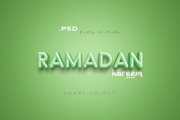 Ramadan kareem 3D efecto de texto totalmente editable