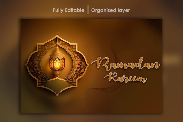 PSD ramadan kareem 3d-moschee und lampe für social-media-banner-design-vorlage aigenerated