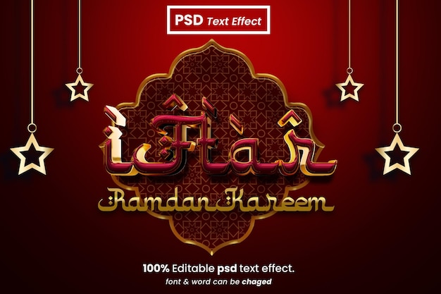 Ramadan kareem árabe islámico 3d efecto de texto editable