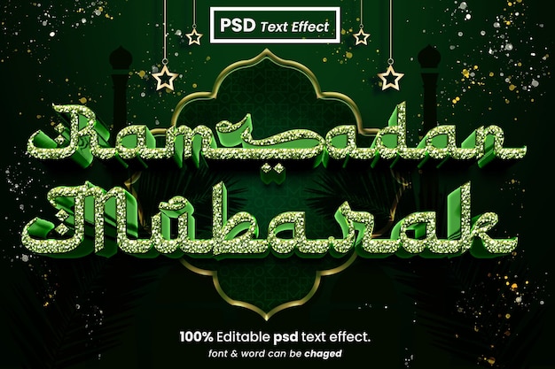 Ramadan Kareem árabe islámico 3d Efecto de texto editable