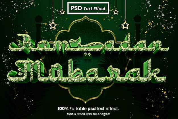 PSD ramadan kareem árabe islámico 3d efecto de texto editable