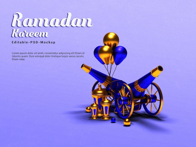 Ramadan kareem background mockup 3D rendering