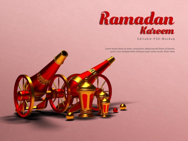 Ramadan kareem background mockup 3D rendering