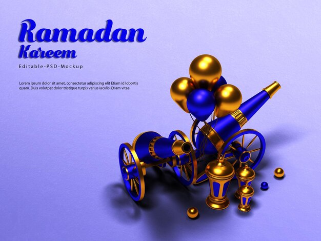 Ramadan kareem background mockup 3D rendering