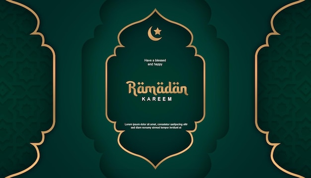 Ramadan Kareem Banner Design Paysage Moderne Simple Vert 25