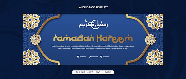 Ramadan Kareem Banner Template Design per la copertina di Facebook con modello islamico in blu