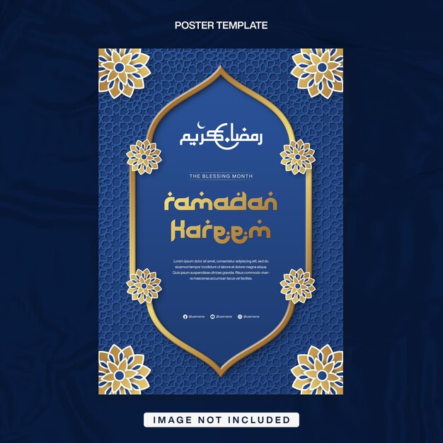 Ramadan Kareem Banner Vorlage Design für Flyer Poster mit islamischem Muster in Blau