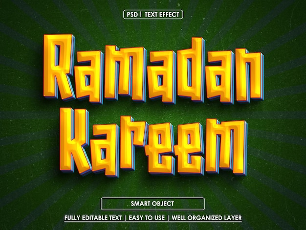 Ramadán Kareem colorido con un efecto de estilo de texto premium
