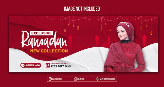 PSD ramadan kareem design de banner de venda de moda e modelo de capa do facebook psd premium