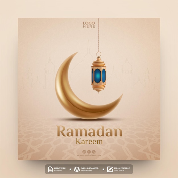 Ramadan kareem diseño de plantillas de publicaciones en las redes sociales