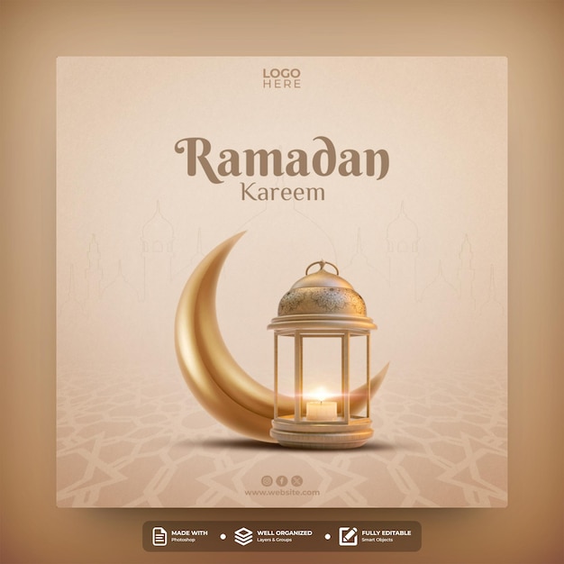 Ramadan kareem diseño de plantillas de publicaciones en las redes sociales