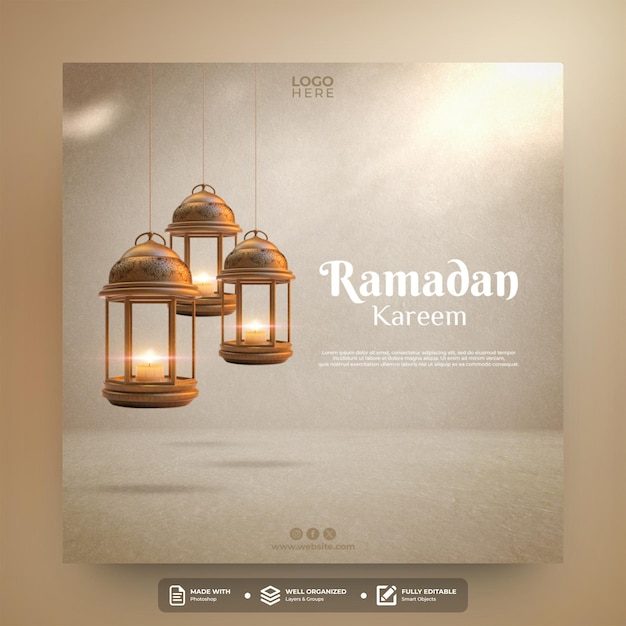 Ramadan kareem diseño de plantillas de publicaciones en las redes sociales