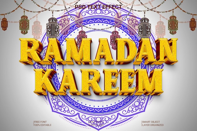 PSD ramadan kareem editável 3d mockup de efeito de texto premium