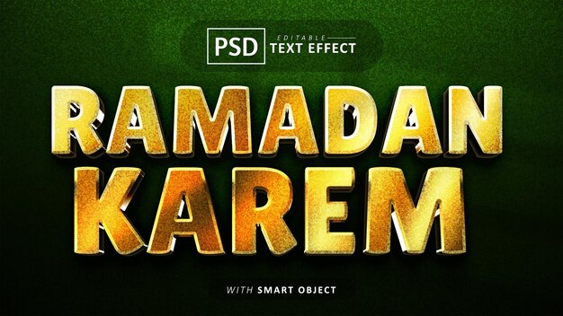 Ramadán kareem efecto de texto 3d editable