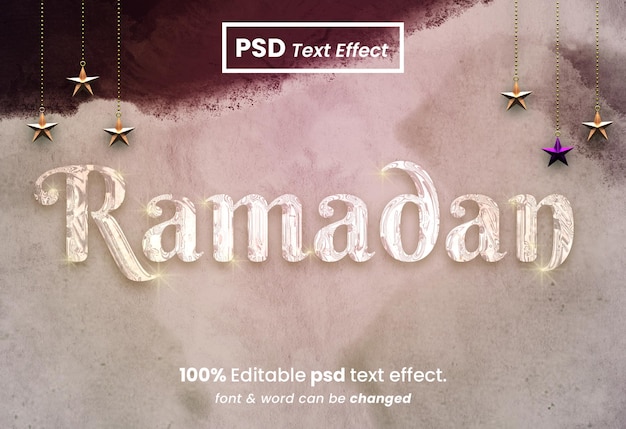 PSD ramadán kareem efecto de texto 3d editable