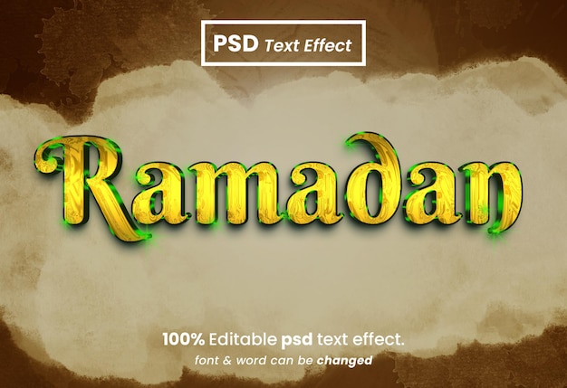 PSD ramadán kareem efecto de texto 3d editable