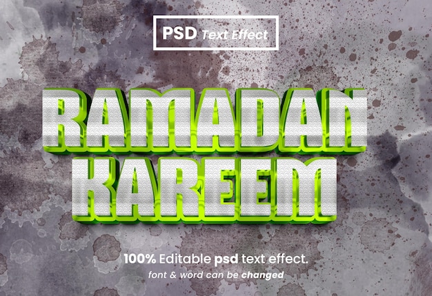 PSD ramadán kareem efecto de texto 3d editable