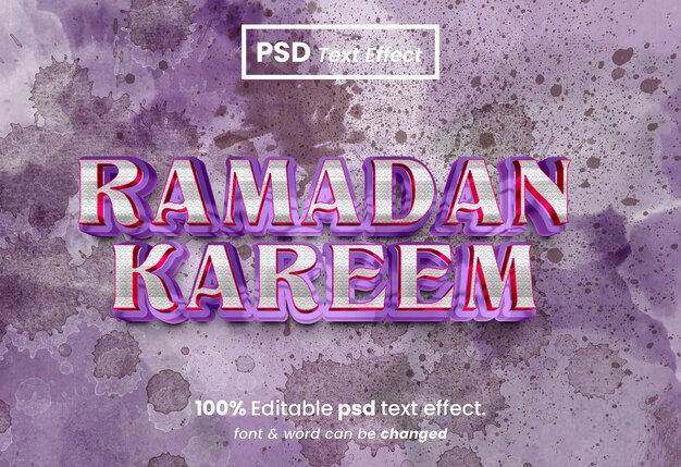Ramadán kareem efecto de texto 3d editable