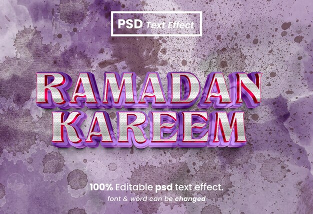 PSD ramadán kareem efecto de texto 3d editable