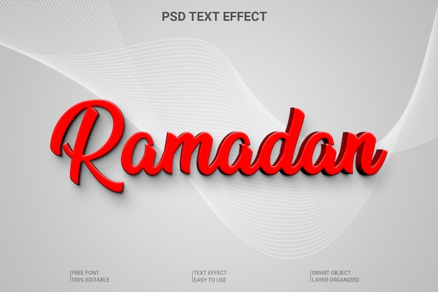 Ramadan kareem es una maqueta de efecto de texto 3D editable premium