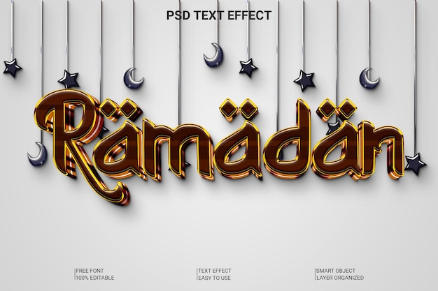 Ramadan kareem es una maqueta de efecto de texto 3D editable premium