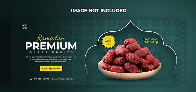 Ramadan kareem fechas premium frutas portada de redes sociales