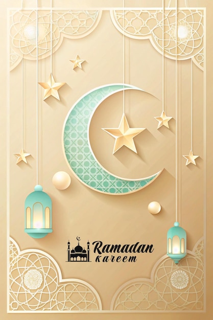 Ramadan Kareem Feier Vorlage im blauen Thema