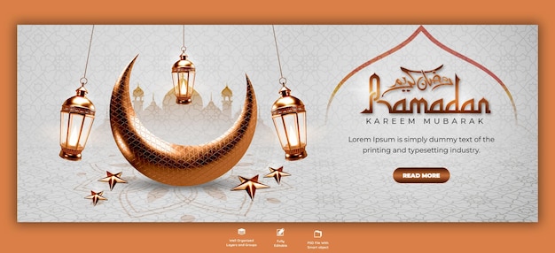 PSD ramadan kareem festival islâmico tradicional religioso facebook cover template