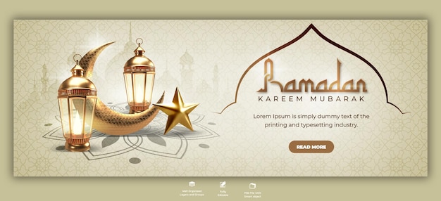 PSD ramadan kareem festival islâmico tradicional religioso facebook cover template