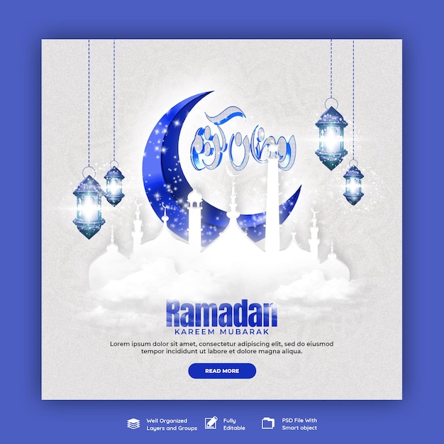 Ramadan Kareem Festival Islamique Traditionnel Bannière De Médias Sociaux Religieux Ou Modèle Instagram Post