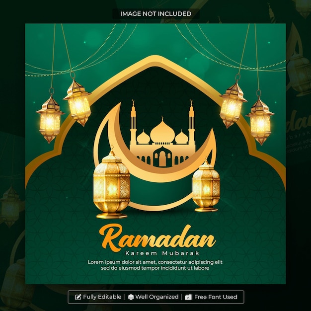 Ramadan Kareem fête islamique traditionnelle modèle de bannière de médias sociaux religieux