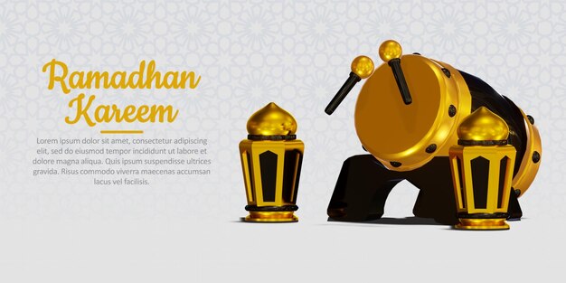 Ramadán Kareem fondo islámico 3D Render