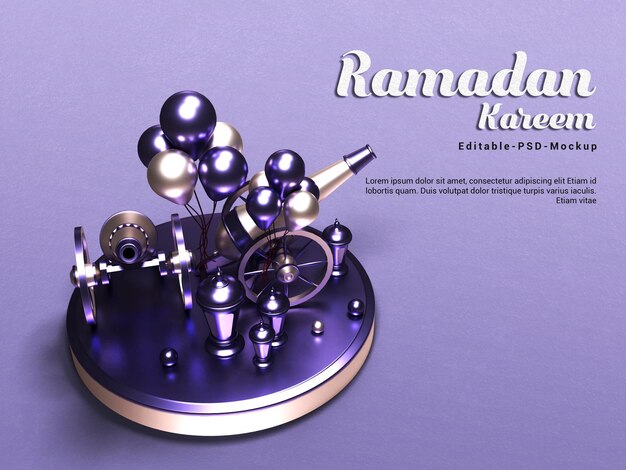 Ramadan kareem hintergrund mockup 3d-rendering