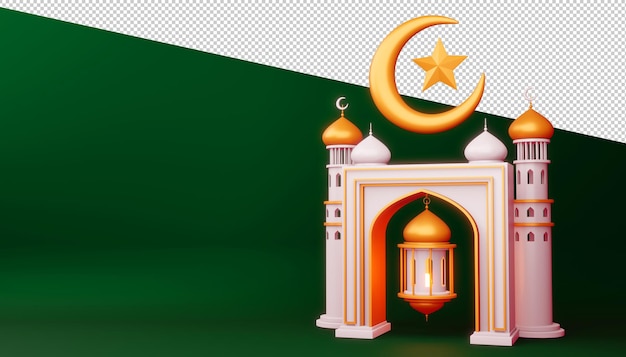 Ramadan Kareem Hintergrund, Moscheegebäude, 3D-Rendering-Illustration