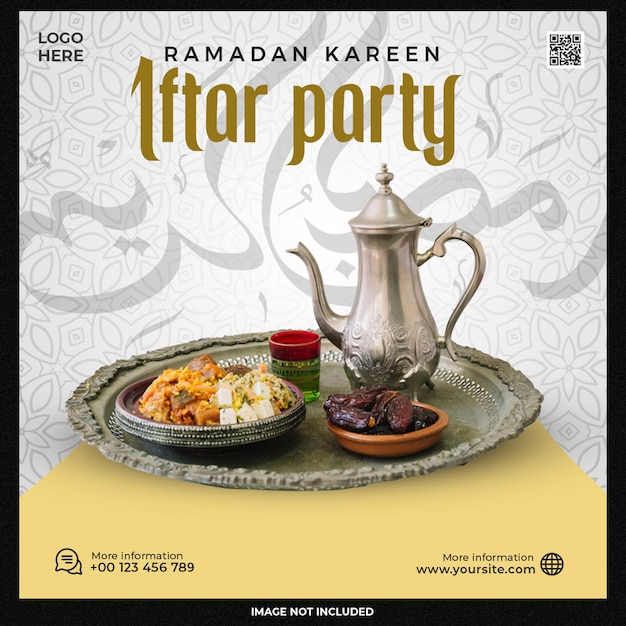 Ramadan kareem iftar party invitation plantilla de publicación en redes sociales