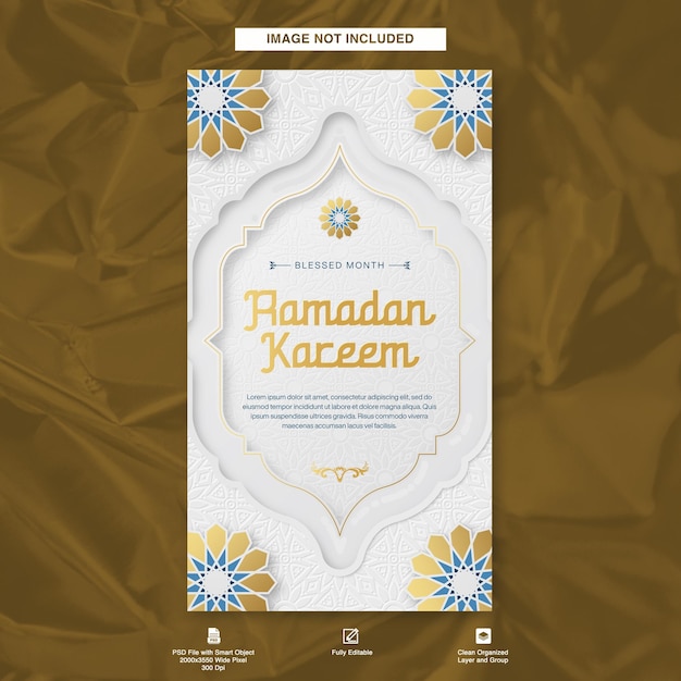 Ramadan Kareem Instagram Story Template Islâmico fundo limpo com padrão