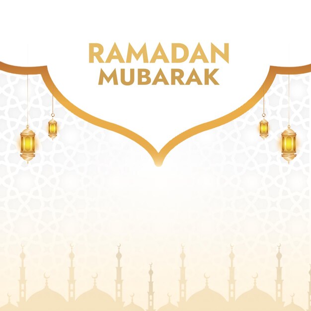 ramadan kareem islamischer grußhintergrund goldener halbmond und laternenhintergrund