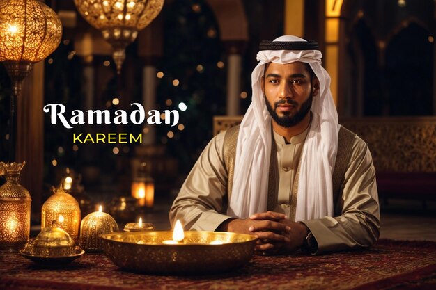 Ramadan-Kareem-Lampen auf Bokeh-Hintergrund