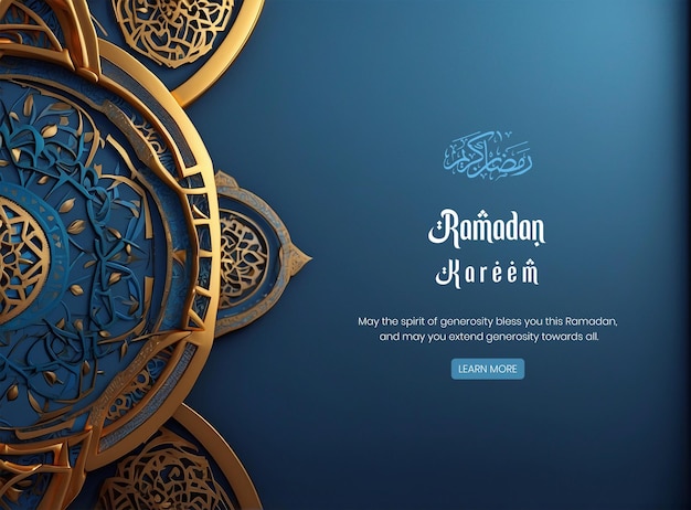 PSD ramadan kareem luxuoso azul escuro dourado mihrab lado esquerdo design de fundo