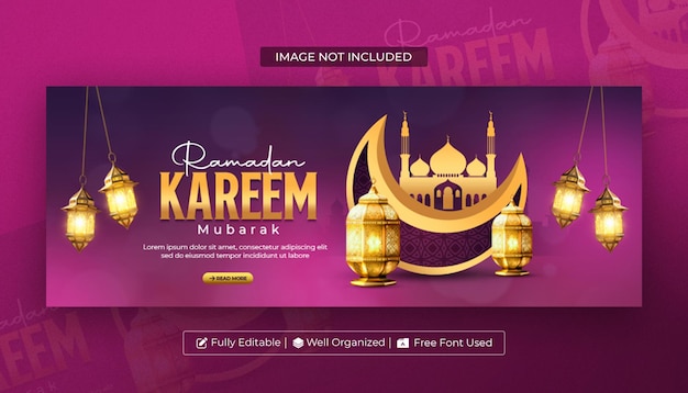 Ramadan Kareem Medios sociales plantilla de diseño de portada de Facebook