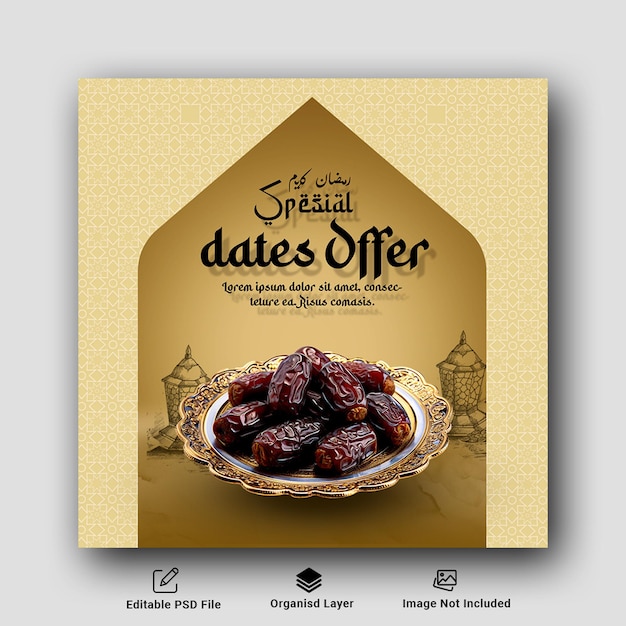 PSD ramadan kareem menu de comida mídia social post design de banner