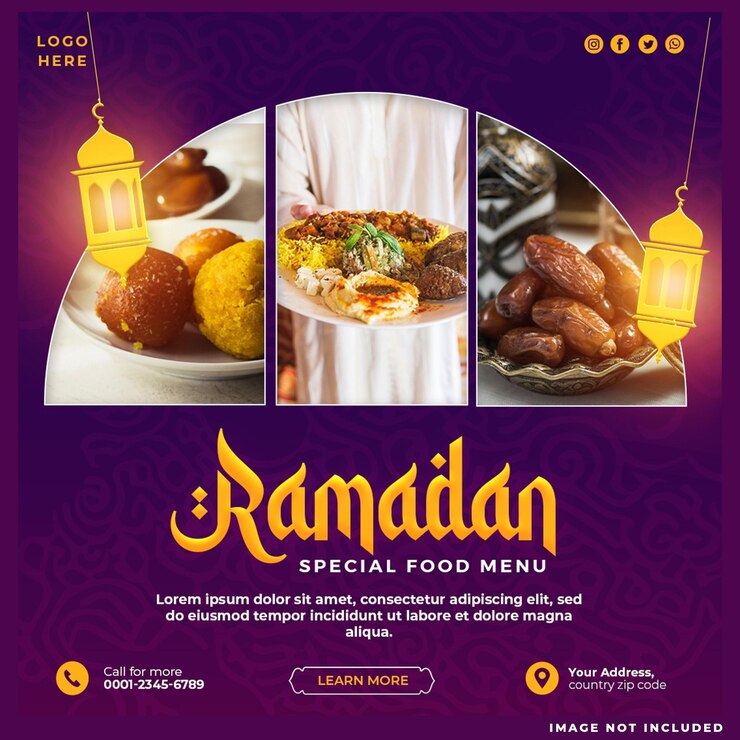 PSD ramadan kareem menu post modello di progettazione per i social media
