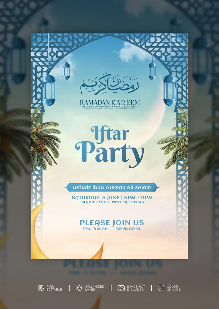 PSD ramadan kareem menu spécial de nourriture modèle de message sur les médias sociaux psd