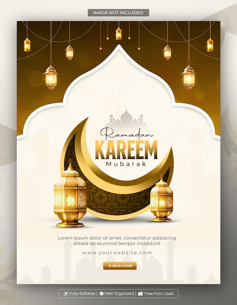 Ramadan Kareem Mubarak Festival islamico Disegno di modelli di manifesti religiosi