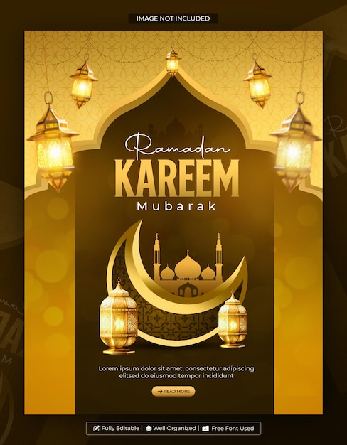 Ramadan Kareem Mubarak Festival islamico Disegno di modelli di manifesti religiosi