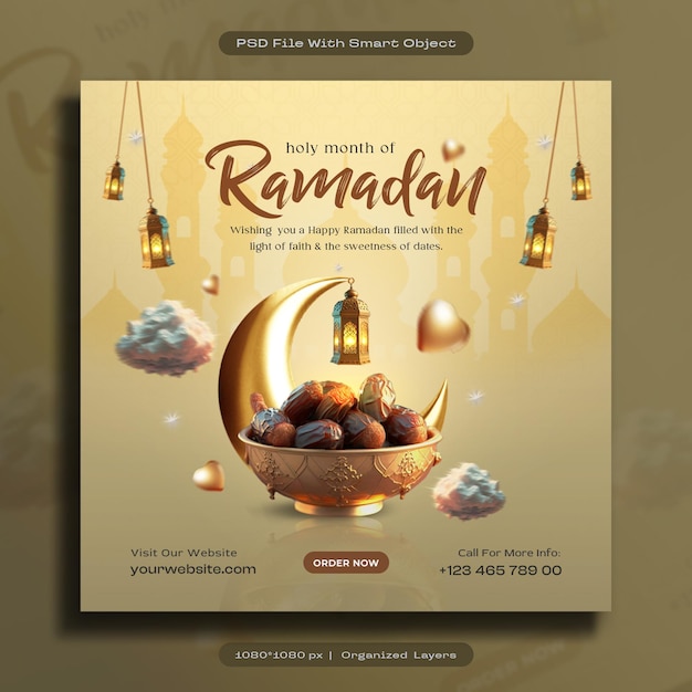 Ramadan kareem mubarak islâmico modelo de postagem de mídia social