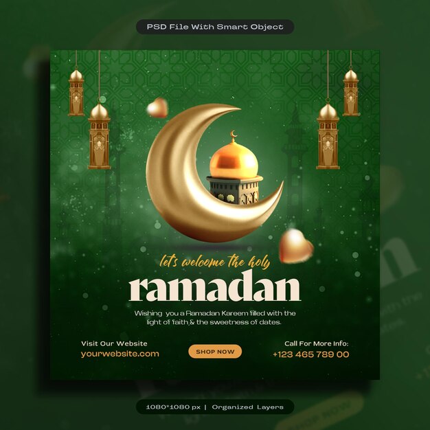 PSD ramadan kareem mubarak islamische social-media-post-vorlage-design