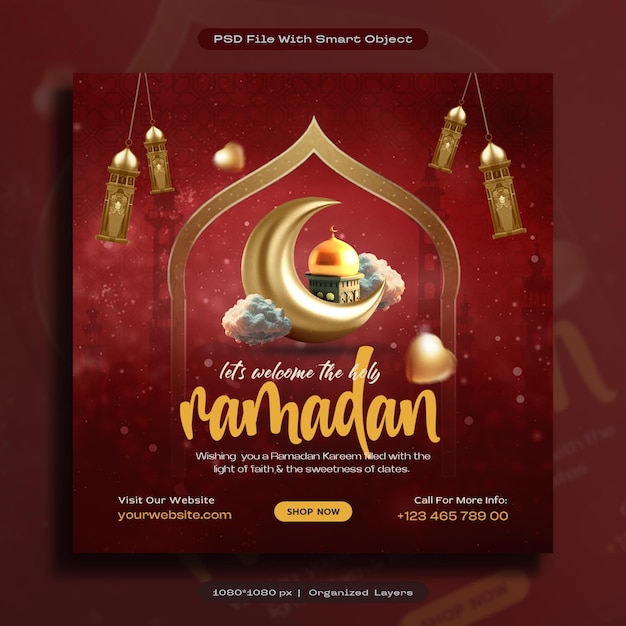Ramadan kareem mubarak islamische social-media-post-vorlage-design