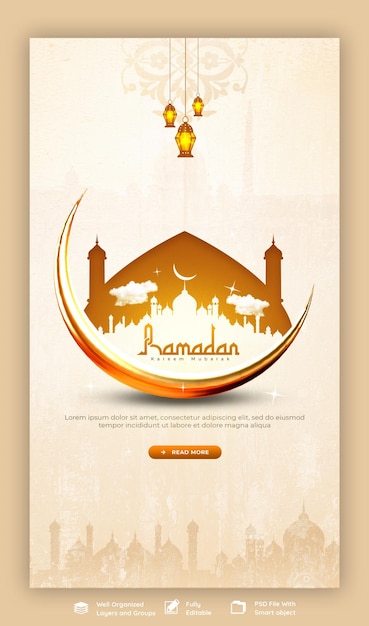 PSD ramadan kareem mubarak islamisches fest religiöse facebook oder instagram story post vorlage