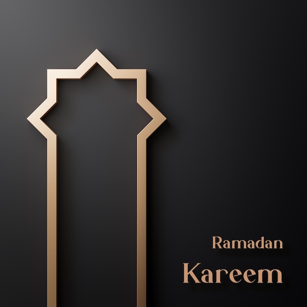 Ramadán kareem o eid mubarak Saludos islámicos decoración de la mezquita fondo de oro negro 3d render